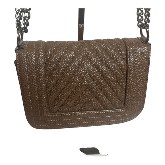 Brown Vegan small Crossbody bag Shoulder Bag with Gun Metal Hardware - Picture 2 of 4